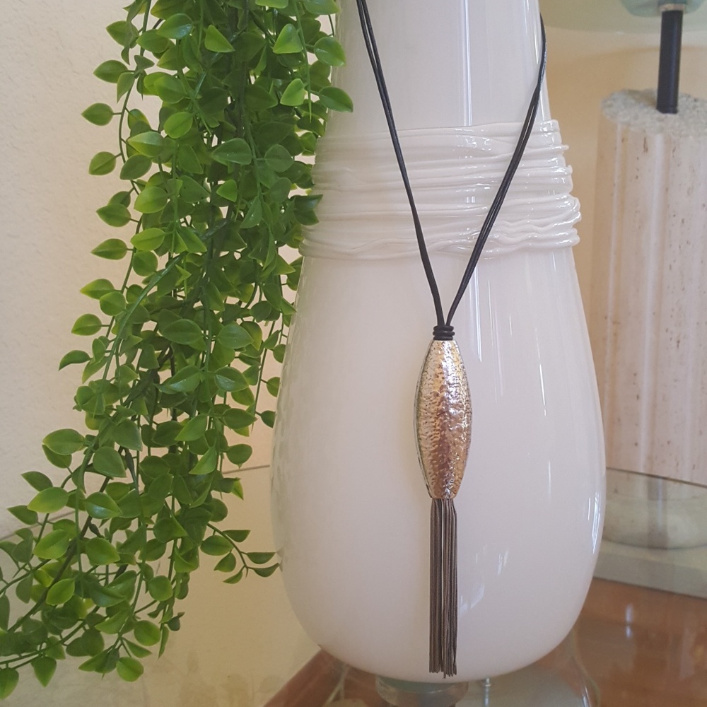 Black Leather Cord with Pendant Necklace